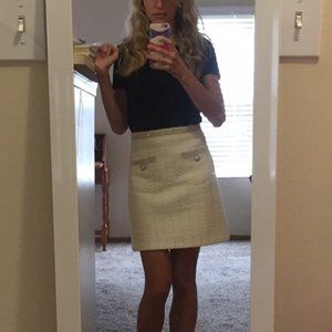 Zara White Tweed Skirt w/ Shimmery Details